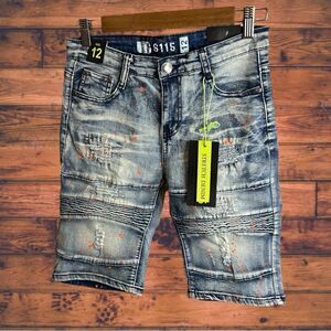 5 for $25🔥GS115 Denim Paint Splattered Bermuda Shorts New Boys Size 12